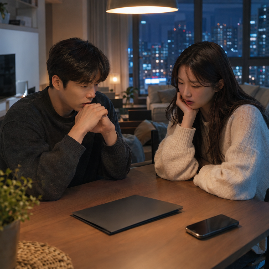 계약금 송금 전, 집 서류와 자금 계획을 함께 점검하는 시간.